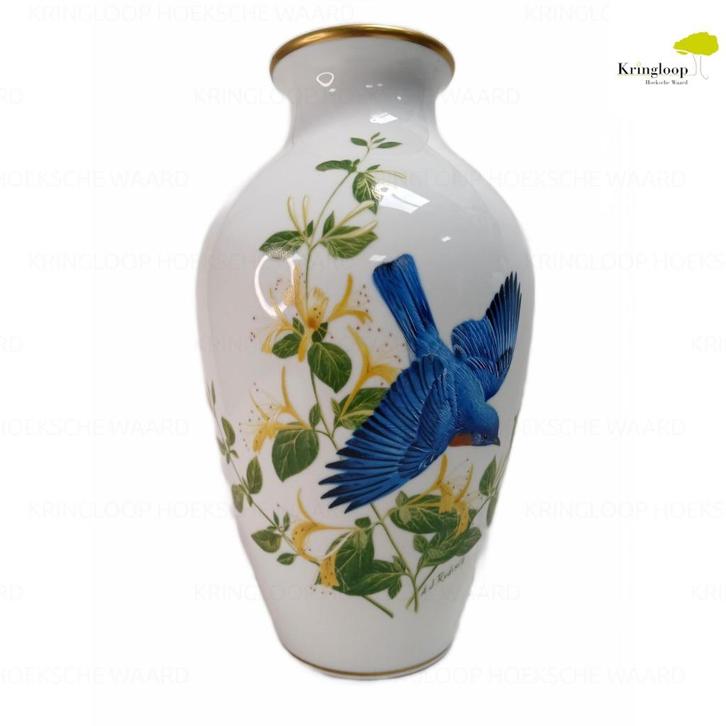 RSPB A.J. Rudisill Mint Bluebirds of Summer Zeldzame Vaas, Antiek en Kunst, Antiek | Vazen, Ophalen of Verzenden
