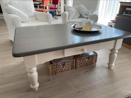 Salontafel met lade hout grijs met wit, Huis en Inrichting, Tafels | Salontafels, Zo goed als nieuw, Minder dan 50 cm, 50 tot 100 cm