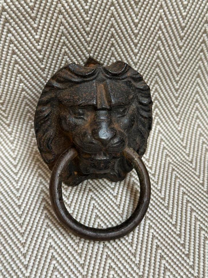 Antieke gietijzeren Deurklopper Leeuwenkop, Antiek en Kunst, Antiek | Overige Antiek, Ophalen of Verzenden