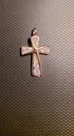 Kruisje goldplate met zirkonia's, Sieraden, Tassen en Uiterlijk, Kettinghangers, Overige materialen, Ophalen of Verzenden, Zo goed als nieuw