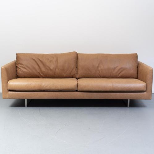 ACTIE! Montis Axel Bank 3,5-zits/218cm Buffaloleder - Cognac, Huis en Inrichting, Banken | Bankstellen, Zo goed als nieuw, Rechte bank