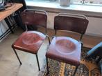 2 Vintage Gispen/th Delft Stoelen, Ophalen, Gebruikt, Twee, Bruin
