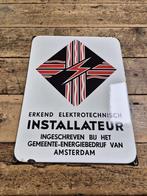 Emaille reclamebord Electronisch installateur Amsterdam, Ophalen of Verzenden, Zo goed als nieuw, Reclamebord