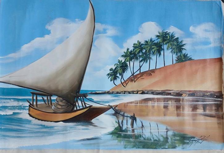 Schilderij # Tropicana, Antiek en Kunst, Kunst | Schilderijen | Klassiek, Ophalen of Verzenden