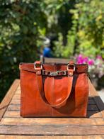 Vintage Italiaanse lederen handtas, Ophalen of Verzenden, Gebruikt, Bruin, Handtas