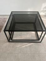 Schijfbare Salontafels met Glas, Huis en Inrichting, Tafels | Salontafels, Ophalen, Gebruikt, Vierkant, 50 tot 100 cm