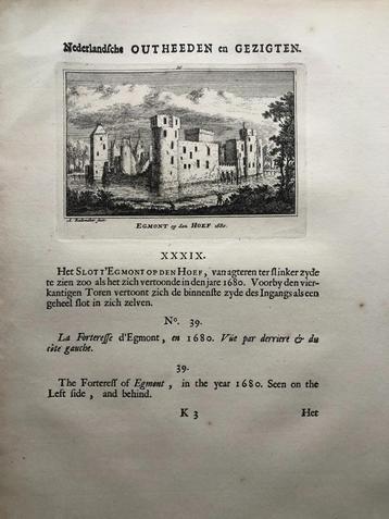 039 / Egmond op de Hoef Kopergravure 1725 beschikbaar voor biedingen