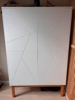 Gratis Moderne kast wit & hout, Huis en Inrichting, Kasten | Roldeurkasten en Archiefkasten, Ophalen, 100 tot 150 cm, Meerdere deuren