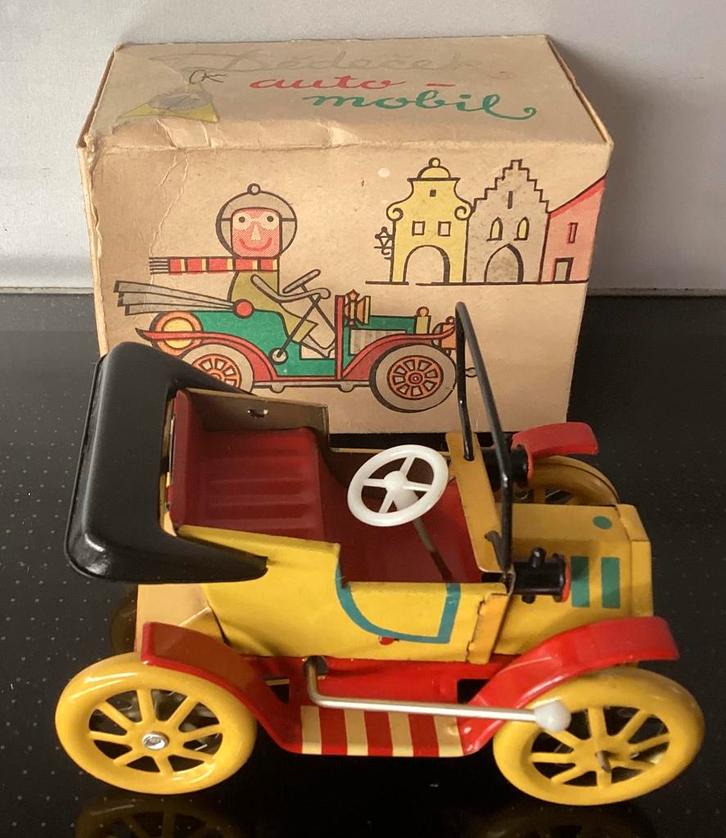 Blikken auto ,oldtimer,nieuw in doos,Tsjecho-Slowakije OVP, Antiek en Kunst, Antiek | Speelgoed, Ophalen