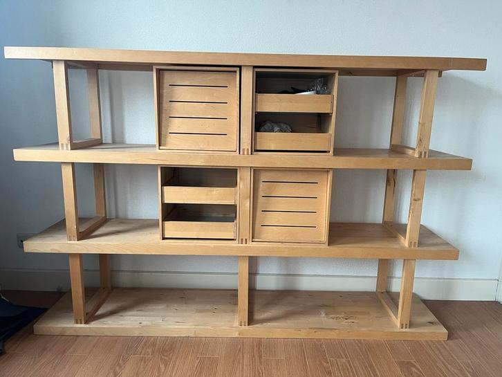 Houten Kast met Lades en Planken, Huis en Inrichting, Kasten | Buffetkasten, Gebruikt, 100 tot 150 cm, 150 tot 200 cm, 25 tot 50 cm