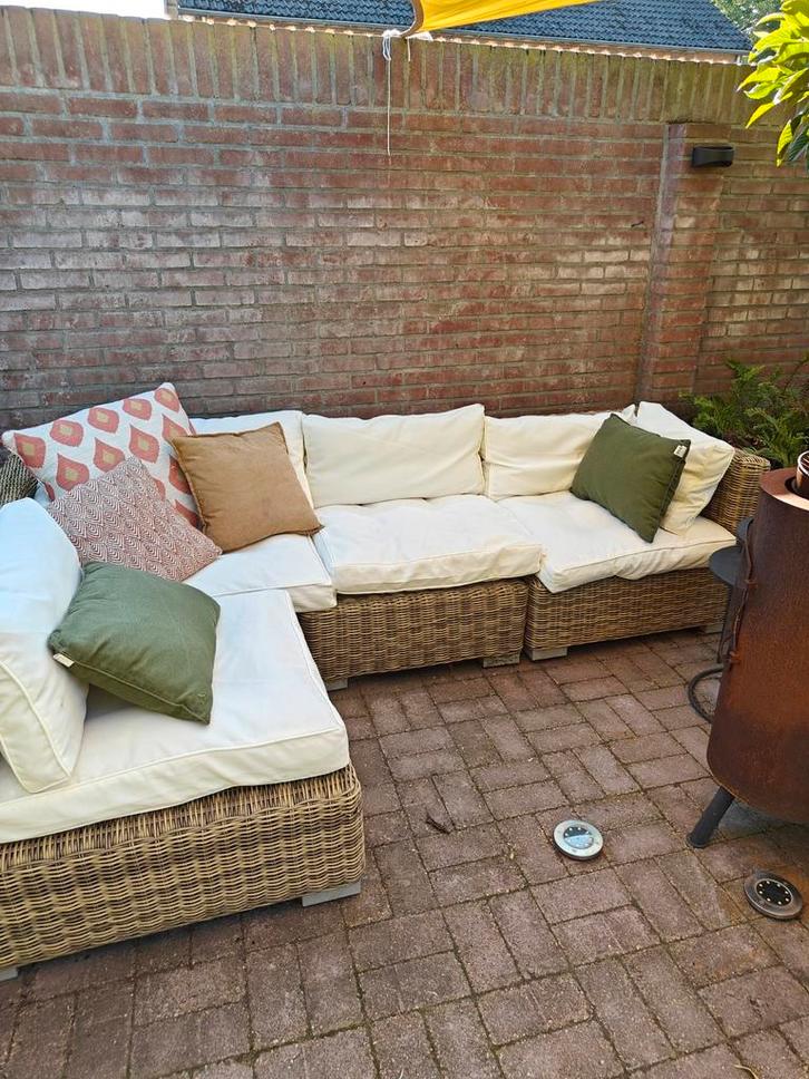 Modulaire lounge set, Tuin en Terras, Tuinsets en Loungesets, Gebruikt, Loungeset, Wicker, 7 zitplaatsen, Bank, Stoel, Ophalen