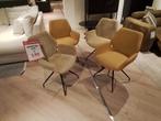 Eetkamerstoelen in leer en velourse stof, Huis en Inrichting, Stoelen, Overige kleuren, Nieuw, Vier, Ophalen
