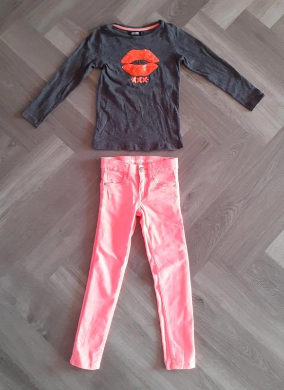 Set Meisjes Neon Kus 2x, Maat 110 / 116, Kinderen en Baby's, Kinderkleding | Maat 110, Gebruikt, Meisje, Setje, Ophalen of Verzenden