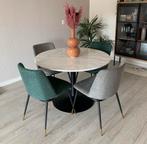 4 Wehkamp Eetkamerstoelen (2 grijs, 2 groen), Huis en Inrichting, Stoelen, Ophalen, Zo goed als nieuw, Vier, Stof