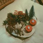 Kerststukje op boomschijf en langwerpig  plankje, Ophalen, Nieuw