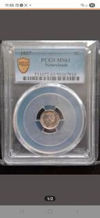 5 Cent (Stuiver) 1887 MS63 by PCGS. Schaars., Koning Willem III, Zilver, Ophalen of Verzenden, Losse munt