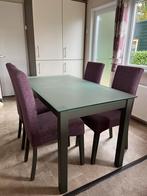 Eetkamertafel met stoelen - Glas & hout, Huis en Inrichting, Tafels | Eettafels, 100 tot 150 cm, Ophalen of Verzenden, Vier personen