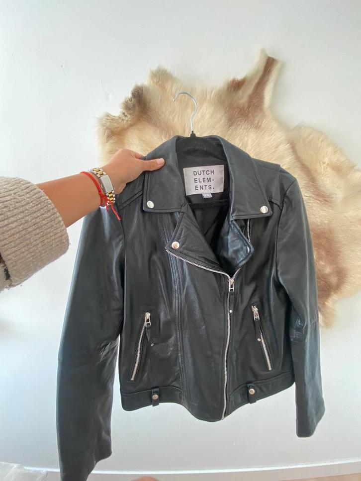 Dutch Elements leren jas jasje leer zwart biker 38 vintage, Kleding | Dames, Jassen | Winter, Zo goed als nieuw, Maat 38/40 (M)