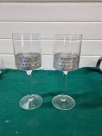 Kandelaars van glas zilver kleurige rand, Ophalen of Verzenden, 'T Olde Gre-j, Info@toldegrej.nl, Endepoelstraat 20f Didam