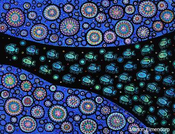 Uniek Handgeschilderd Schilderijtje Visjes Nieuw 18x24 cm beschikbaar voor biedingen