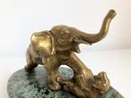 jaren 30 art deco beeld van olifant en tijger verguld brons, Ophalen of Verzenden