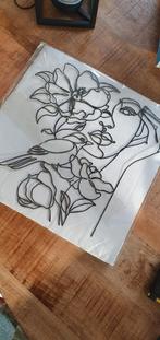 Metaaldraad Kunstwerk – Vrouw met Bloemen en Vogel, Ophalen of Verzenden, Nieuw