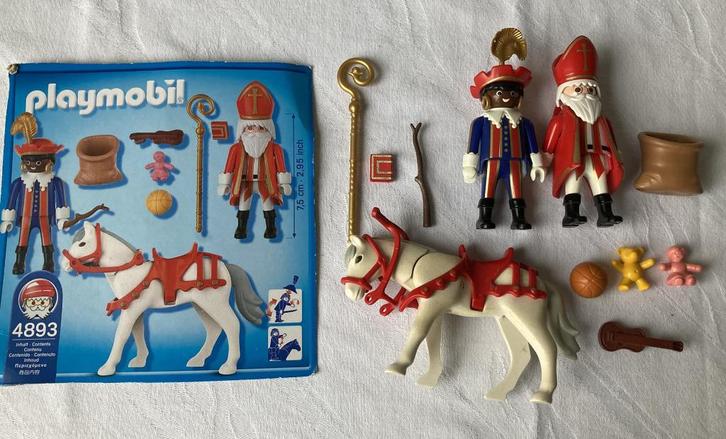 Playmobil 4893 Sint met paard/staf/boek/kado's + Zwarte Piet, Kinderen en Baby's, Speelgoed | Playmobil, Zo goed als nieuw, Complete set