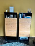 Wandkasten industrieel design zwart staal en eiken, Ophalen, Zo goed als nieuw, 25 tot 50 cm, Minder dan 100 cm
