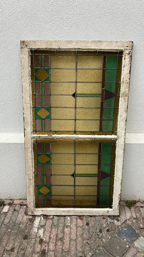 Glas in lood ramen, Doe-het-zelf en Verbouw, Glas en Ramen, Gebruikt, Gevelraam of Ruit, 80 tot 120 cm, 80 tot 120 cm, Glas in lood