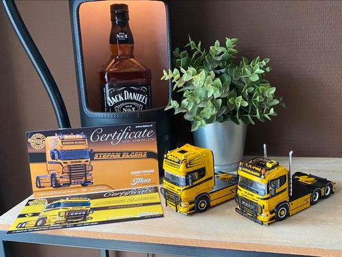 Tekno Scania Stefan Elgers setje, Hobby en Vrije tijd, Modelauto's | 1:50, Zo goed als nieuw, Bus of Vrachtwagen, Tekno, Ophalen of Verzenden