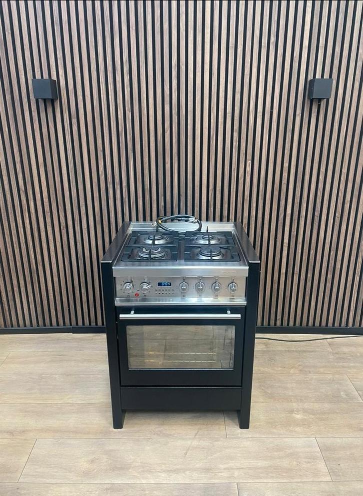 Luxe Rvs zwart Solitaire Fornuis 70 cm (Gratis bezorgen), Witgoed en Apparatuur, Fornuizen, Zo goed als nieuw, Vrijstaand, Gas