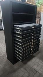 Zwarte Metalen gereedschapladen werkplaatskast, ladenkast, 100 tot 150 cm, R, Zwarte gereedschap laden werkplaatskast, Meerdere deuren