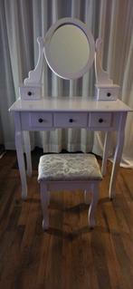 Kaptafel met spiegel en kruk, Ophalen, Klassiek, 50 tot 100 cm, Zo goed als nieuw