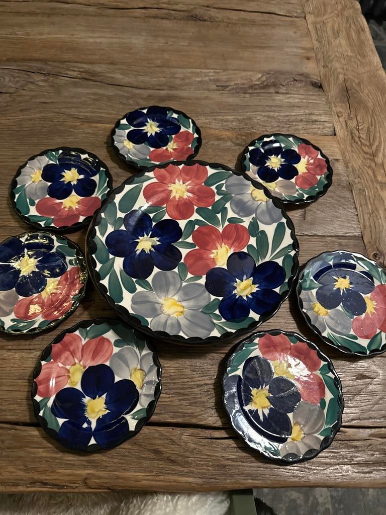 Vintage Gebakstel met Bloemmotief, Huis en Inrichting, Keuken | Servies, Gebruikt, Ophalen of Verzenden, Bord(en), Overige stijlen