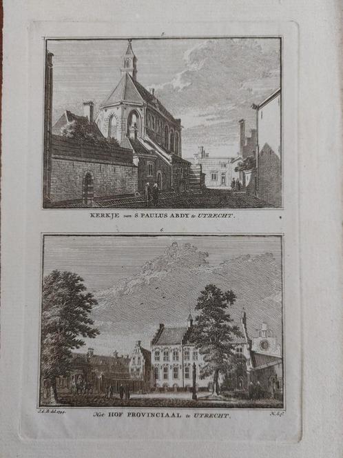 5-6 / Kerk van S. Paulus & Hof Provinciaal te Utrecht, Antiek en Kunst, Kunst | Etsen en Gravures, Ophalen of Verzenden