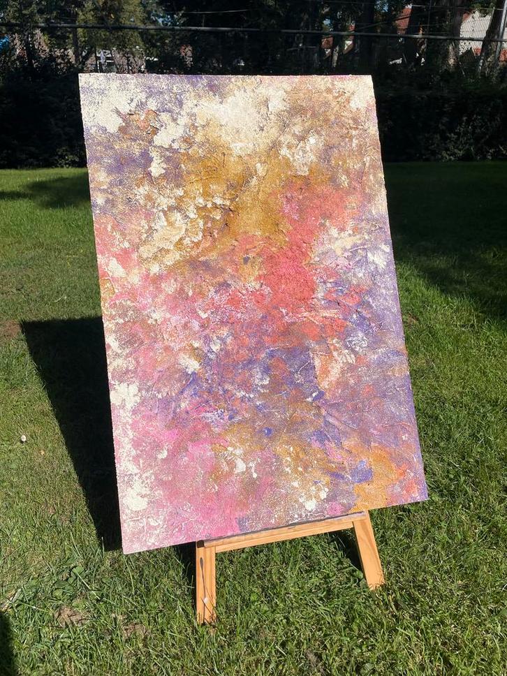 Abstract Schilderij met Mallorca Zand, Antiek en Kunst, Kunst | Schilderijen | Abstract, Ophalen