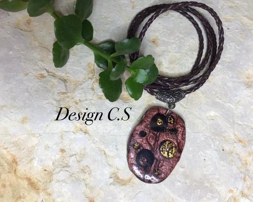 Ketting eigen  Desing Uniek Klei UV-Hars, Sieraden, Tassen en Uiterlijk, Kettingen, Nieuw, Bruin, Ophalen of Verzenden