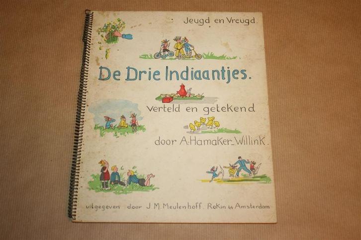Prentenboek - De drie indiaantjes - Hamaker-Willink - 1937, Boeken, Prentenboeken en Plaatjesalbums, Gelezen, Ophalen of Verzenden
