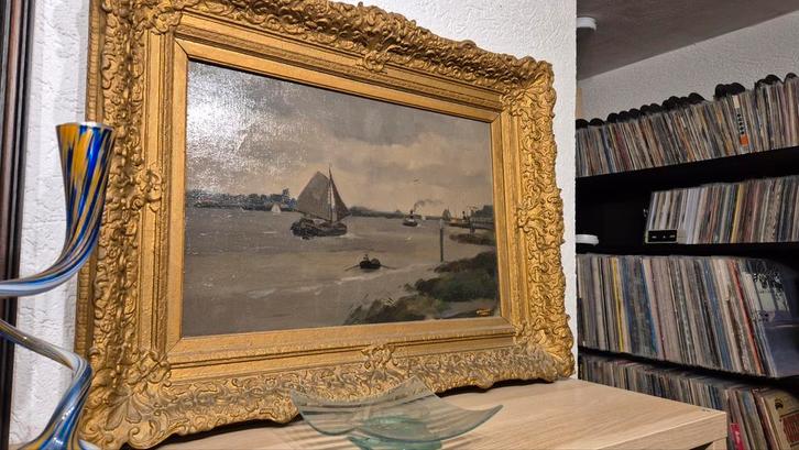 Cor noltee gezicht op Dordrecht vanuit Papendrecht, Antiek en Kunst, Kunst | Schilderijen | Klassiek, Ophalen of Verzenden