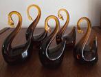 5 Vintage amber glazen zwanen, Antiek en Kunst, Antiek | Glas en Kristal, Ophalen of Verzenden