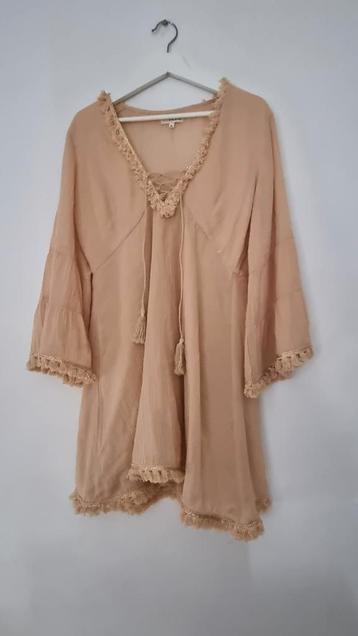 Ibiza bohemian beige strand jurkje - M  beschikbaar voor biedingen