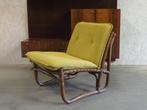 2 Retro vintage bamboe rattan canvas fauteuils stoelen, Ophalen, Overige kleuren, Zo goed als nieuw, Retro vintage
