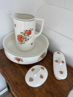 Lampet stel 3 delig met bloemen, Antiek en Kunst, Ophalen of Verzenden