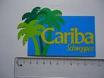 sticker Cariba schweppes drank retro tropisch palm, Verzamelen, Stickers, Verzenden