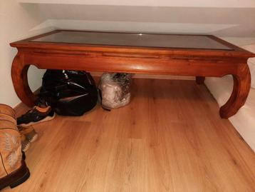 Opium saloontafel xxl,  teakhout, met glasplaat. beschikbaar voor biedingen