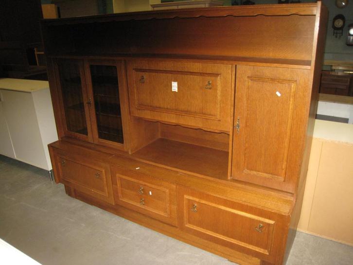 Vintage jaren 60 eiken wandmeubel, Huis en Inrichting, Kasten | Overige, Gebruikt