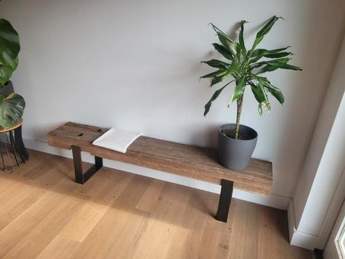 Hardhouten spoorbiels meubel/sidetable, Huis en Inrichting, Kasten | Televisiemeubels, Zo goed als nieuw, Ophalen