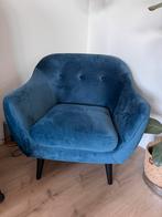 Jysk De EGEDAL blauwe velours fauteuil, Huis en Inrichting, Fauteuils, Ophalen, Gebruikt, 75 tot 100 cm, Stof