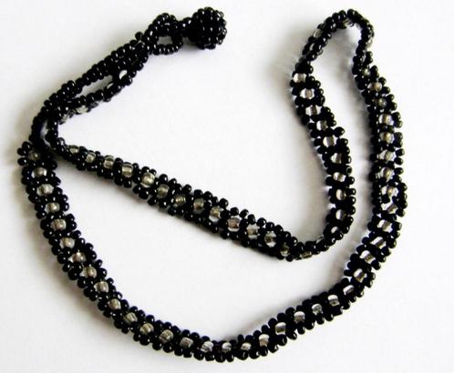 Prachtige elegante gehaakte chocker ketting glas kralen, Sieraden, Tassen en Uiterlijk, Kettingen, Zo goed als nieuw, Verzenden