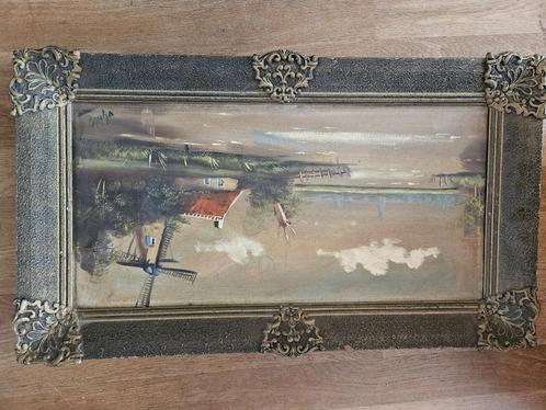 oud schilderi, hollands lanschap,molen, Antiek en Kunst, Kunst | Schilderijen | Klassiek, Ophalen